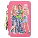 Depesche 12910 TOP Model Joy - Doldurulmuş 3 bölmeli kalem kutusu, pembe, model motifli ve kolye ucu, renkli kalemlik, cetvel, makas ve daha fazlası.