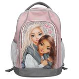Depesche 13316 TOPModel My BFF okul sırt çantası, pembe ve gri, model motifli ve parıltılı, teleskopik saplı ve tekerlekli okul çantası
