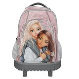 Depesche 13317 TOPModel My BFF - Okul Sırt Çantası Trolley Pembe ve Gri Renkte, Model Desenli ve Parıltılı, Teleskopik Saplı ve Tekerlekli Okul Çantası