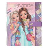 Depesche 13584 TOPModel - Kıyafetler oluşturmak için önceden basılmış 33 sayfaya sahip boyama kitabı, Kâğıt, şablon, çıkartma ve daha birçok şeyi içerir, beyaz.