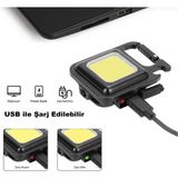 Depo Garaj Mini LED Anahtarlık El Feneri Flash Mıknatıslı Su Geçirmez Şişe Açaçaklı - Siyah