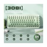 Depo Store Kablosuz Bluetooth Retro Sessiz Klavye – Yuvarlak Tuşlu, Kedi Süs Aksesuarı, 84 Tuşlu, Taşınabilir, Akıllı Uyku Modu, Ergonomik Tasarım, Tablet Telefon Uyumlu, Ajazz AJ308I Yeşil - Option-1 - 001-Renkli
