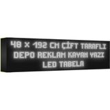 Depo Tabela Reklam Beyaz Kayan Yazı LED Tabela 48 x 192 cm Çift Taraflı
