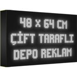 Depo Tabela Reklam Beyaz Kayan Yazı LED Tabela 48 x 64 cm Çift Taraflı