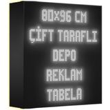 Depo Tabela Reklam Beyaz Kayan Yazı LED Tabela 80 x 96 cm Çift Taraflı