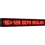 Depo Tabela Reklam Kırmızı Kayan Yazı LED Tabela 16 x 128 cm Tek Taraflı Depo Reklam Tabela