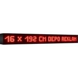 Depo Tabela Reklam Kırmızı Kayan Yazı LED Tabela 16 x 192 cm Çift Taraflı