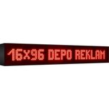 Depo Tabela Reklam Kırmızı Kayan Yazı LED Tabela 16 x 96 cm Tek Taraflı Depo Reklam Tabela