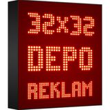 Depo Tabela Reklam Kırmızı Kayan Yazı LED Tabela 32 x 32 cm Çift Taraflı