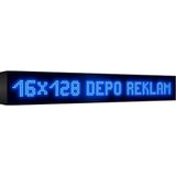 Depo Tabela Reklam Mavi Kayan Yazı LED Tabela 16 x 128 cm Çift Taraflı