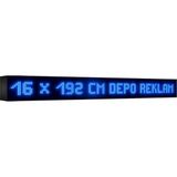 Depo Tabela Reklam Mavi Kayan Yazı LED Tabela 16 x 192 cm Çift Taraflı