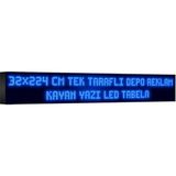 Depo Tabela Reklam Mavi Kayan Yazı LED Tabela 32 x 224 cm Tek Taraflı Depo Reklam Tabela