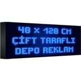Depo Tabela Reklam Mavi Kayan Yazı LED Tabela 48 x 128 cm Çift Taraflı