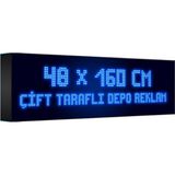 Depo Tabela Reklam Mavi Kayan Yazı LED Tabela 48 x 160 cm Çift Taraflı