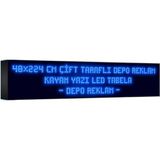 Depo Tabela Reklam Mavi Kayan Yazı LED Tabela 48 x 224 cm Çift Taraflı