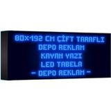 Depo Tabela Reklam Mavi Kayan Yazı LED Tabela 80 x 192 cm Çift Taraflı