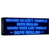 Depo Tabela Reklam Mavi Kayan Yazı LED Tabela 80 x 256 cm Çift Taraflı