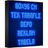 Depo Tabela Reklam Mavi Kayan Yazı LED Tabela 80 x 96 cm Tek Taraflı Depo Reklam Tabela