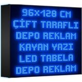 Depo Tabela Reklam Mavi Kayan Yazı LED Tabela 96 x 128 cm Çift Taraflı