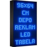 Depo Tabela Reklam Mavi Kayan Yazı LED Tabela 96 x 64 cm Tek Taraflı