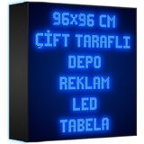 Depo Tabela Reklam Mavi Kayan Yazı LED Tabela 96 x 96 cm Çift Taraflı