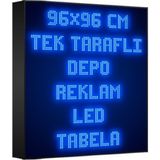 Depo Tabela Reklam Mavi Kayan Yazı LED Tabela 96 x 96 cm Tek Taraflı