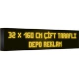 Depo Tabela Reklam Sarı Kayan Yazı LED Tabela 32 x 160 cm Çift Taraflı