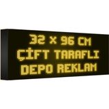 Depo Tabela Reklam Sarı Kayan Yazı LED Tabela 32 x 96 cm Çift Taraflı