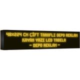 Depo Tabela Reklam Sarı Kayan Yazı LED Tabela 48 x 224 cm Çift Taraflı
