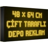 Depo Tabela Reklam Sarı Kayan Yazı LED Tabela 48 x 64 cm Çift Taraflı