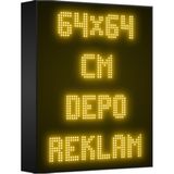Depo Tabela Reklam Sarı Kayan Yazı LED Tabela 64 x 64 cm Çift Taraflı