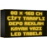Depo Tabela Reklam Sarı Kayan Yazı LED Tabela 80 x 160 cm Çift Taraflı