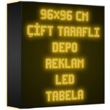 Depo Tabela Reklam Sarı Kayan Yazı LED Tabela 96 x 96 cm Çift Taraflı