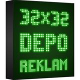 Depo Tabela Reklam Yeşil Kayan Yazı LED Tabela 32 x 32 cm Tek Taraflı Depo Reklam Tabela