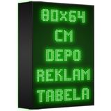 Depo Tabela Reklam Yeşil Kayan Yazı LED Tabela 80 x 64 cm Çift Taraflı