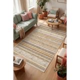 Depoba Alexis Kadife Kilim Desen Kaymaz Pamuk Tabanlı Yıkanabilir Antibakteriyel Salon Halısı 80x200