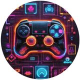Depoba Gampe Kadife Oyuncu Odası Halısı Kaymaz Pamuk Tabanlı Yıkanabilir Antibakteriyel Yuvarlak Gamer, Gaming Halısı 100x100
