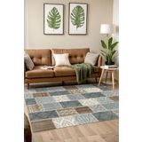 Depoba Klame Patchwork Şönil Kaymaz Doğal Pamuk Tabanlı Yıkanabilir Antibakteriyel Çevre Dostu Salon Halısı 160x230