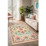 Depoba Misyo Kilim Desen Şönil Kaymaz Doğal Pamuk Tabanlı Yıkanabilir Antibakteriyel Çevre Dostu Salon Halısı 160x230