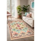 Depoba Misyo Kilim Desen Şönil Kaymaz Doğal Pamuk Tabanlı Yıkanabilir Antibakteriyel Çevre Dostu Salon Halısı 200x300