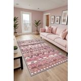 Depoba Sanes Kilim Desen Şönil Kaymaz Doğal Pamuk Tabanlı Yıkanabilir Antibakteriyel Çevre Dostu Salon Halısı 120x180