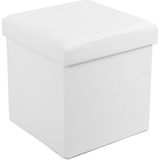 Depolama Alanlı Tabure, 300 Kg'a Kadar Dayanıklı, Beyaz, 38 x 38 x 38 Cm, LSF103