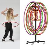 Depolama Standı, Hula Hoop Stand - Metal Mobil Tutucu, Hula Hoops için Yerden Tasarruf Düzenleyici Arabası ve Ev, Spor Salonu ve Ofis için Atlama Halatı Depolama