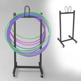 Depolama Standı, Tekerlekli Hula Hoop Depolama Rafı, Yerden Tasarruflu Fitness Çemberleri Standı Atlama İpleri ve Egzersiz Ekipmanlarını Düzenlemek için