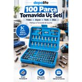Depolife 100 Adet Tornavida Uç Seti Yıldız Alyan Tork Vida Ucu Tornavida Matkap Bits Uçları