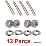 Depolife 100mm tij (Saplama) somun rondela seti : 4 Adet 100mm M10 Tij 4 Adet M10 somun 4 Adet Rondela
