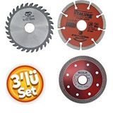 Depolife 115mm Mermer Granit Seramik Beton Kesici 3lü Disk Seti Daire 3lü Disk Bıçak Takımı ispirel Avuç taşlama