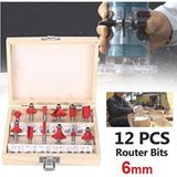 Depolife 12 Parçalı Ahşap Çantalı Freze Uç Seti 6mm Ahşap Oyma Yontma Delme Uç Seti 1 Parça Menteşe yuva Pancı router bits