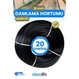Depolife 20 Metre 16mm Deliksiz Damlama Hortumu Sulama Serinletme Bahçe Sera Tarla Bitki Ağaç Sulama Borusu