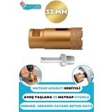 Depolife 33 Mm Granit Mermer Granit Beton Taş Delme Panç Spiral Avuç Taşlama Matkap Uyumlu Uç M14 Aparat